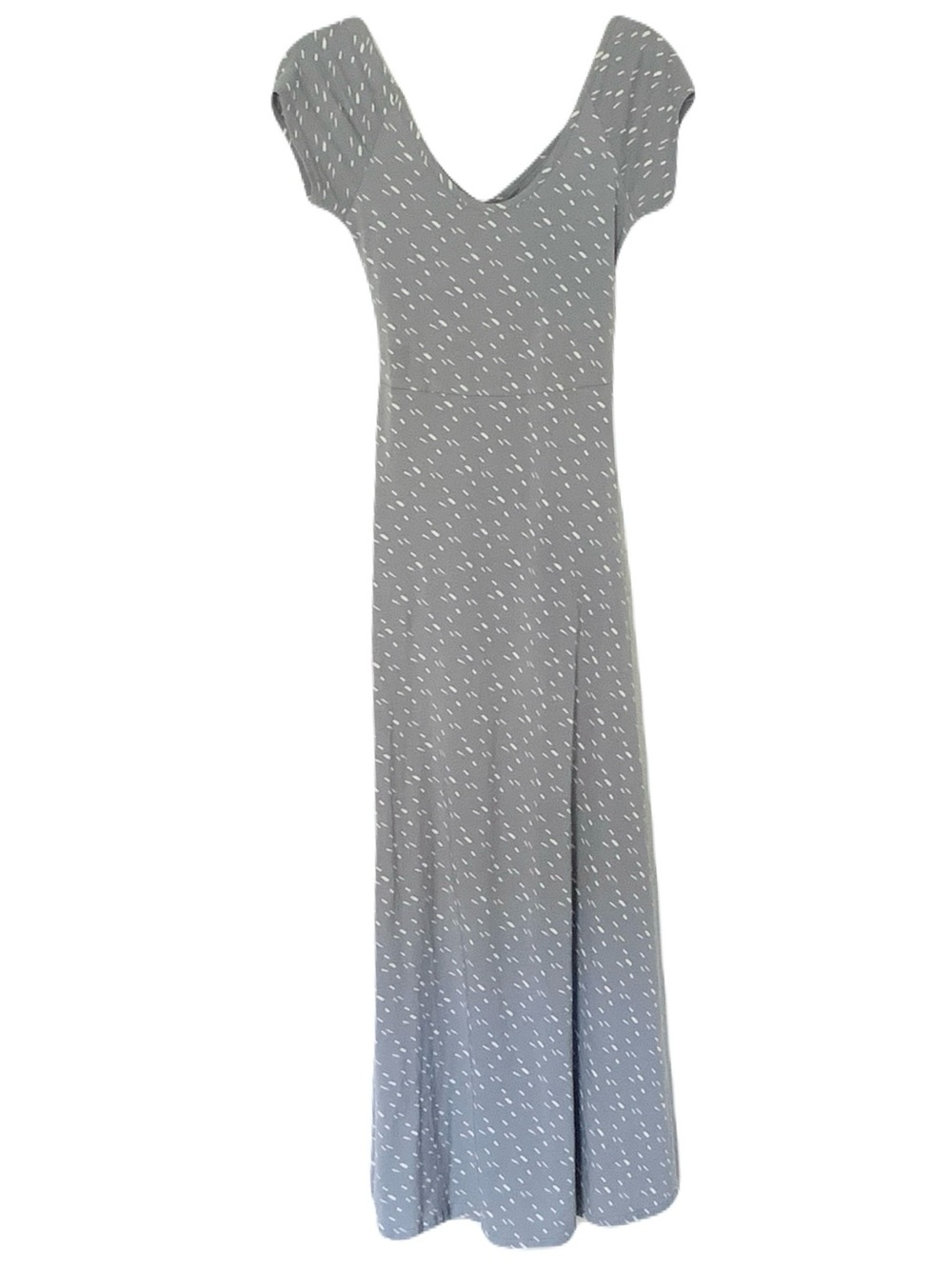 Pact Small Blue Gray Print Organic Cotton Cut-Out Maxi Dress Prairie Cottagecore
